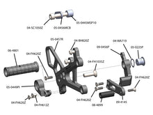 WOODCRAFT Yamaha R6 (2017+) Complete Rear Set Kit Standard Shift BLACK - WILL ALSO FIT 2006-16 MODELS