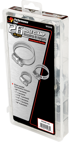 PERFORMANCE TOOL Hose Clamps - Assortment - 26-Piece W5348