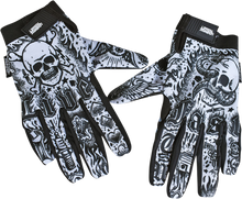 LETHAL THREAT Tattoo Gloves - Black/White - Medium GL15017M