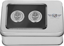 FIGURATI DESIGNS Docking Covers - American Flag Skull - Short - Contrast Cut - Silver FD27-DC-2530-SS