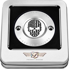 FIGURATI DESIGNS Timing Cover - 2 Hole - Skull - Contrast Cut - Stainless Steel FD27-TC-2H-SS