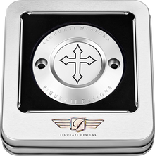 FIGURATI DESIGNS Timing Cover - 2 Hole - Cross - Stainless Steel FD41-TC-2H-SS
