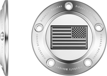 FIGURATI DESIGNS Timing Cover - 5 Hole - American Flag - Contrast Cut - Stainless Steel FD26R-TC-5H-SS