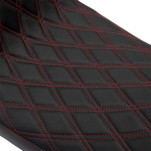 DRAG SPECIALTIES SEATS Predator 2-Up Seat - Vinyl - Double Diamond Red Stitch - w/o Backrest - FL '08-'23 0801-1494