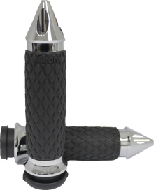 AVON GRIPS Diamond Contour Grips - Spike - Chrome - TBW DIA-60-CH-FL-SP