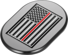 FIGURATI DESIGNS Antenna Cover - Left Rear Fender - Red Line American Flag - Black FD75-AC-BLK-LT