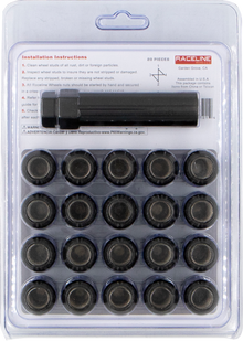 RACELINE WHEELS Lug Nuts - Spline Socket - 12 mm x 1.5" - with Spline Key - Black - 20 Pack RLUG-CS25B