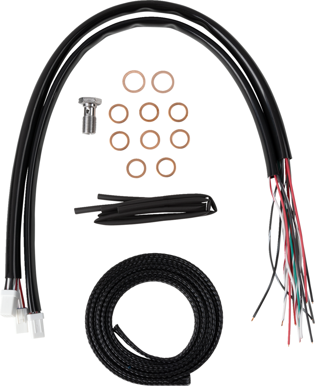 LA CHOPPERS Complete Black Vinyl Braided Handlebar Cable/Brake Line Kit - Stock Handlebars - '23-'25 Touring LA-8059KT2-08B