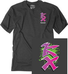FACTORY EFFEX Kawasaki Retro KX T-Shirt - Heather Charcoal - Large 28-87114