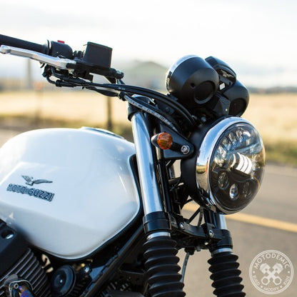 Motodemic 7 Inch Low Profile Adaptive 2 LED Round Headlight Kit