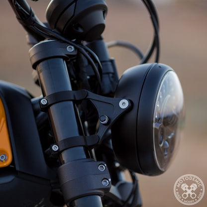 Motodemic 7 Inch Low Profile Adaptive 2 LED Round Headlight Kit