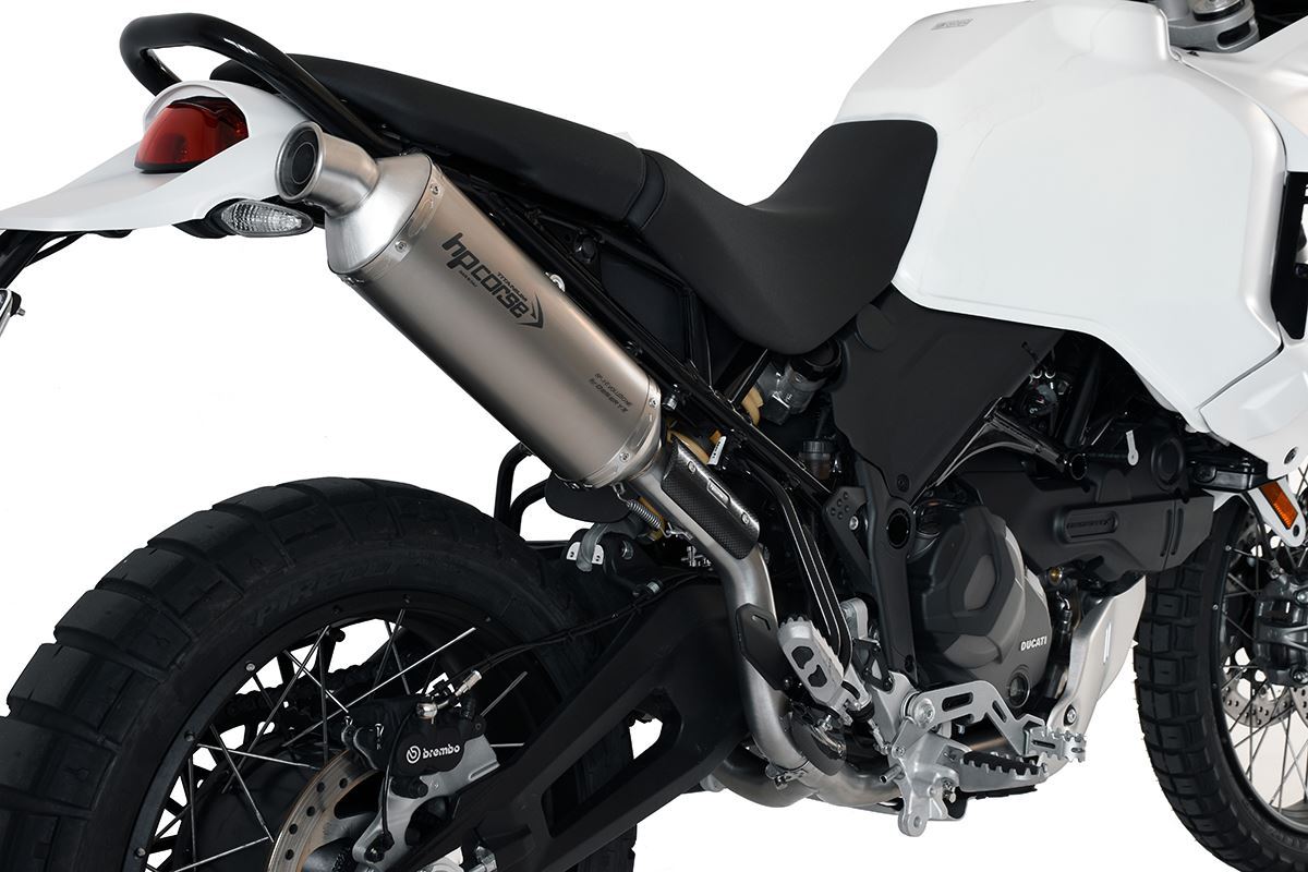 HP CORSE SP-1 SHORT Titanium High Mount Slip-on Exhaust for the Ducati DesertX