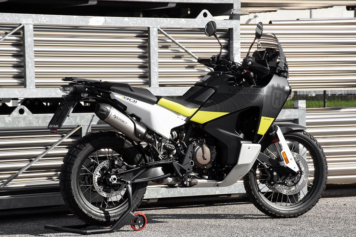 HP CORSE SP-1 CARBON SHORT Titanium High Mount Slip-on Exhaust for the Husqvarna Norden 901