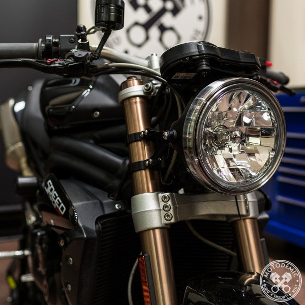 Motodemic 7 inch Classic Style LED and Round Halogen Headlight Kit