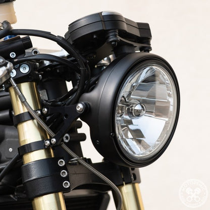 Motodemic 7 inch Metric Style LED and Round Halogen Headlight Kit