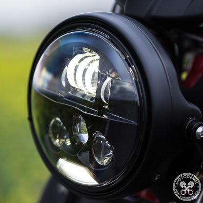 Motodemic 7 inch Classic Style LED and Round Halogen Headlight Kit