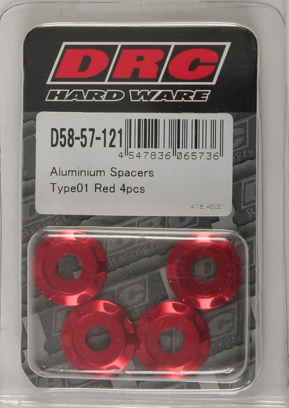 Aluminum Spacers Type 1 Red M6x12mm 4/Pk
