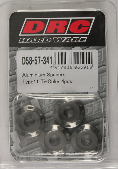Aluminum Spacers Type 11 Titanium M6x12mm 4/Pk