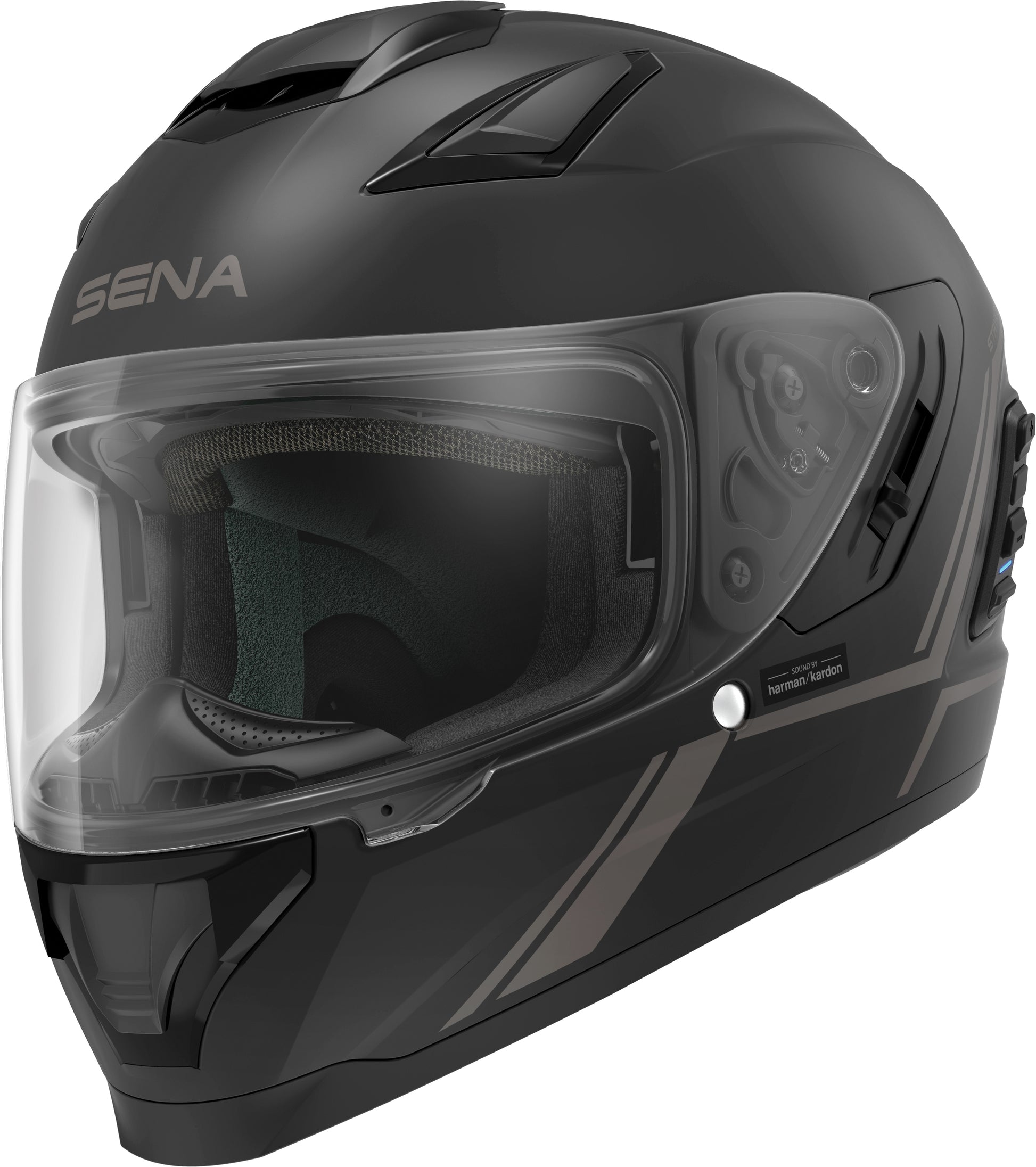 Stryker Full Face Helmet With Mesh Intercom Matte Black Sm