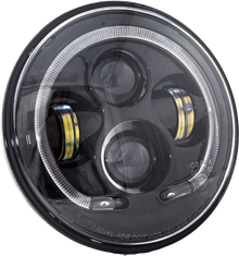 7" Led Headlight Black Halo Indian