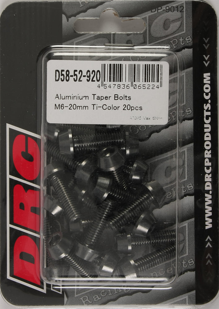 Aluminum Taper Bolts Titanium M6x20mm 20/Pk