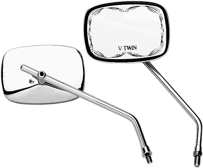 EMGO Mirror - Die-Cast - V-Twin Scrolled - Side View - Rectangle - M10 x 1.25 - Chrome - Left 20-21750