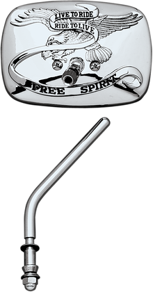 EMGO Mirror - "Live to Ride" - Side View - Rectangle - Chrome - Left 20-31703A