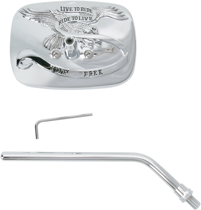 EMGO Mirror - "Ride Free" - Side View - Rectangle - M10 x 1.25 (Left Hand) - Chrome - Right 20-31756A