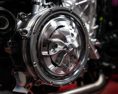 Motocorse Billet Wet Clutch Clear Cover for the Ducati V4 Engines - Multistrada, Streetfighter, Panigale, Diavel