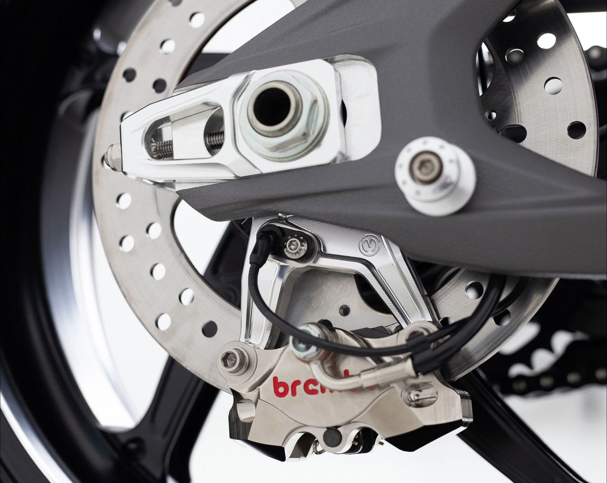 Motocorse Billet Aluminum Chain Adjuster and Rear Brake Caliper Support Bracket for Ducati Panigale / Streetfighter V4 (2025+)