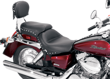 MUSTANG Seat - Wide - Touring - Without Backrest - Two-Piece - Chrome Studded - Black w/Conchos - 750Aero 76520
