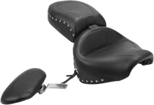 MUSTANG Seat - Wide Touring - With Driver Backrest - Two-Piece - Chrome Studded - Black w/Conchos 79190