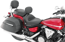 MUSTANG Seat - Wide Touring - With Driver Backrest - Two-Piece - Chrome Studded - Black w/Conchos 79476