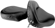 MUSTANG Seat - Wide - Touring - Without Backrest - Two-Piece - Chrome Studded - Black w/Conchos - VStar 950 76070