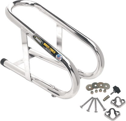 PINGEL Wheel Chock - Removable - Chrome - 3-1/2" WC350