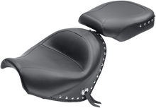 MUSTANG Seat - Wide - Touring - Without Backrest - Two-Piece - Chrome Studded - Black w/Conchos - Suzuki 76060