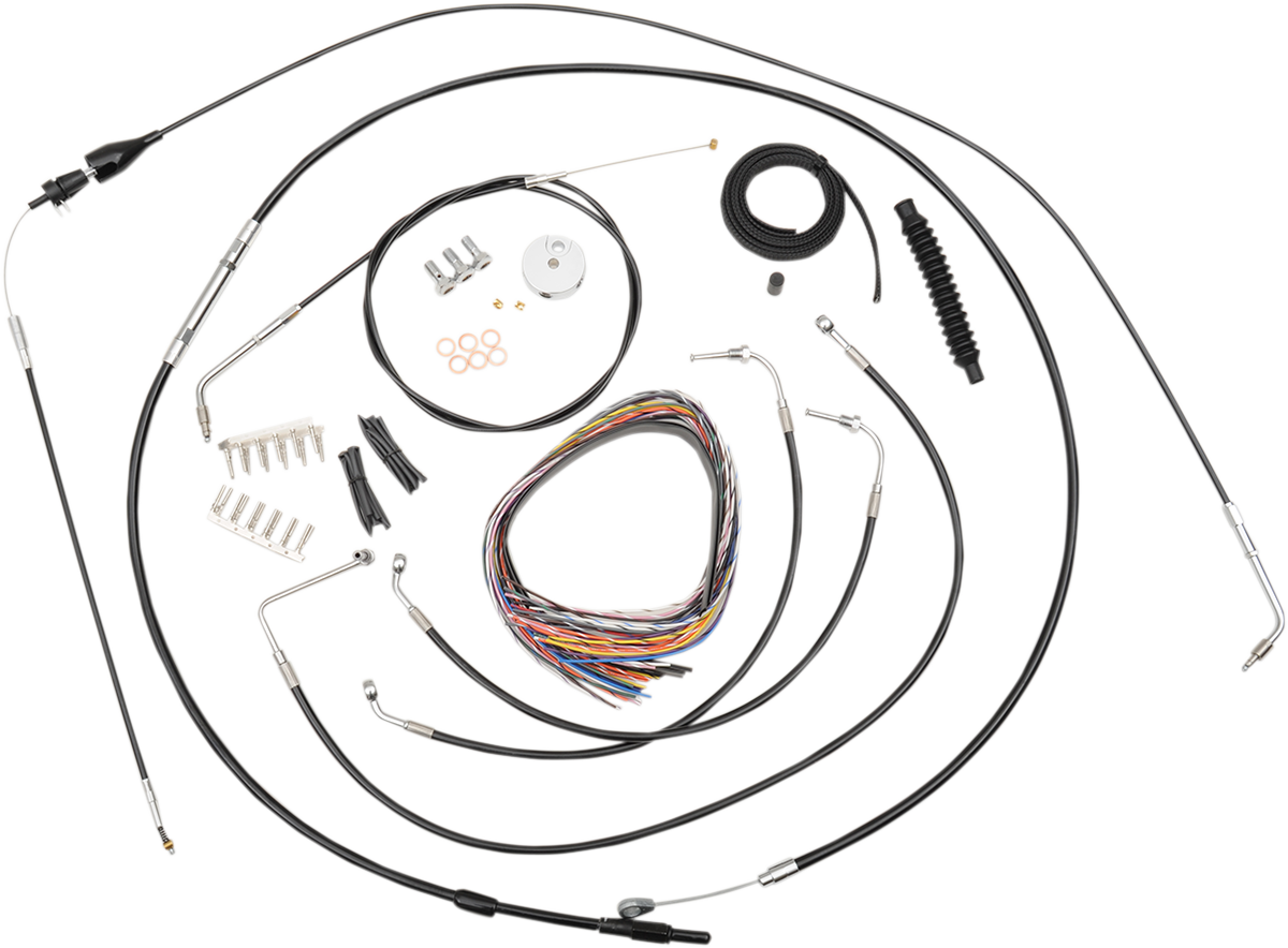 LA CHOPPERS Complete Black Vinyl Braided Handlebar Cable/Brake Line Kit - 18"-20" Handlebars - '96-'06 Touring LA-8006KT2A-19B