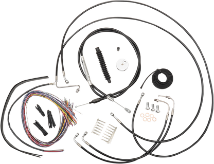 LA CHOPPERS Complete Black Vinyl Braided Handlebar Cable/Brake Line Kit - 15"-17" Handlebars - '08-'13 FLH LA-8051KT2-16B