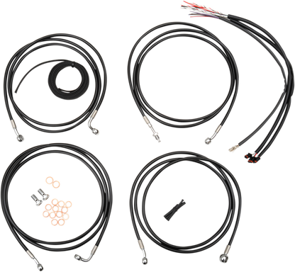 LA CHOPPERS Complete Black Vinyl Braided Handlebar Cable/Brake Line Kit - 12"-14" Handlebars - '14-'15 FLH LA-8052KT2-13B