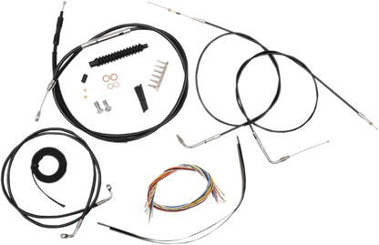 LA CHOPPERS Complete Black Vinyl Braided Handlebar Cable/Brake Line Kit - Mini Handlebars - '00-'06 FXST LA-8130KT2-08B