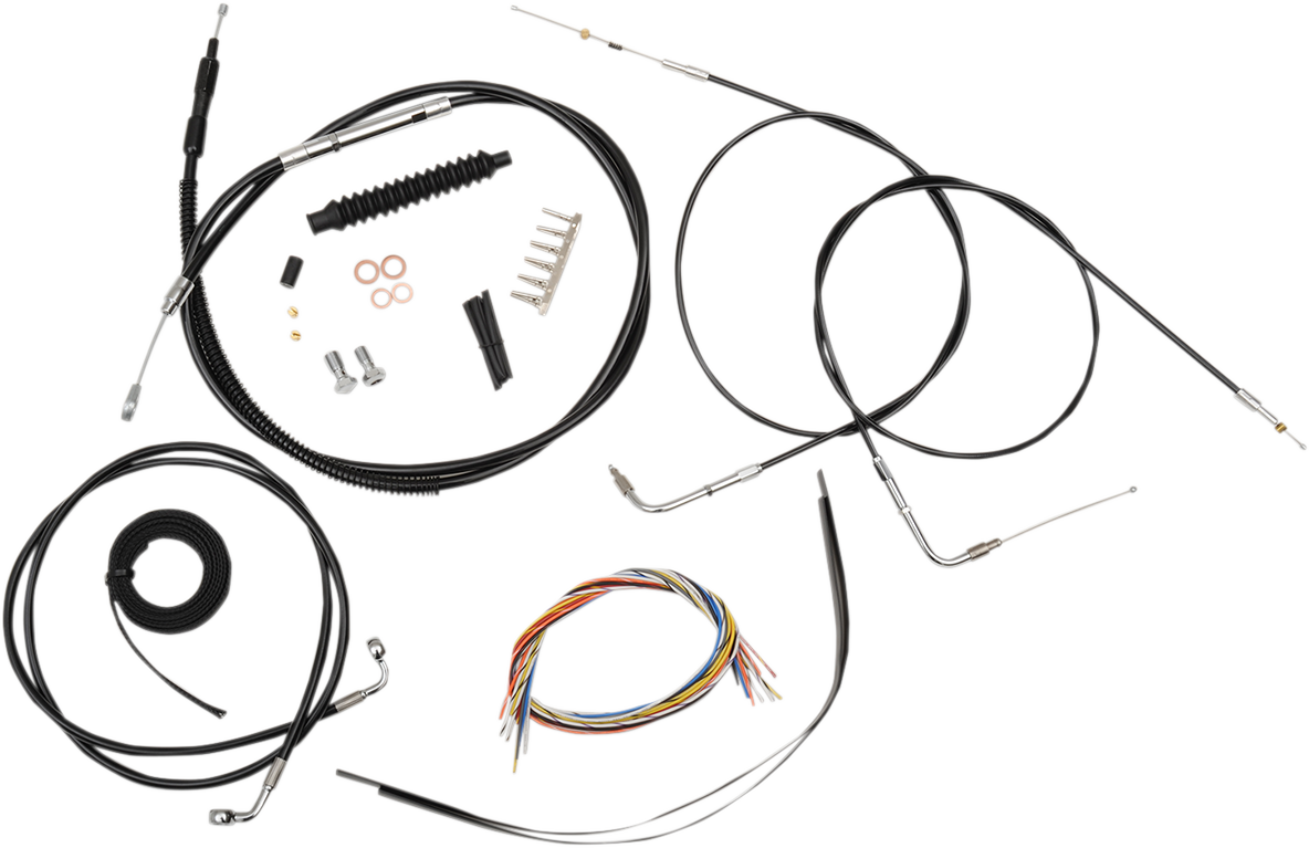 LA CHOPPERS Complete Black Vinyl Braided Handlebar Cable/Brake Line Kit - 18"-20" Handlebars - '07-'13 Sportster LA-8320KT2A-19B