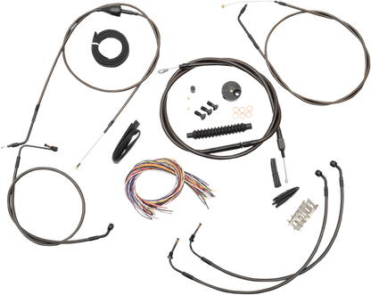 LA CHOPPERS Complete Midnight Braided Cable Kit - 12"-14" Handlebars - '07 Touring LA-8006KT2B-13M