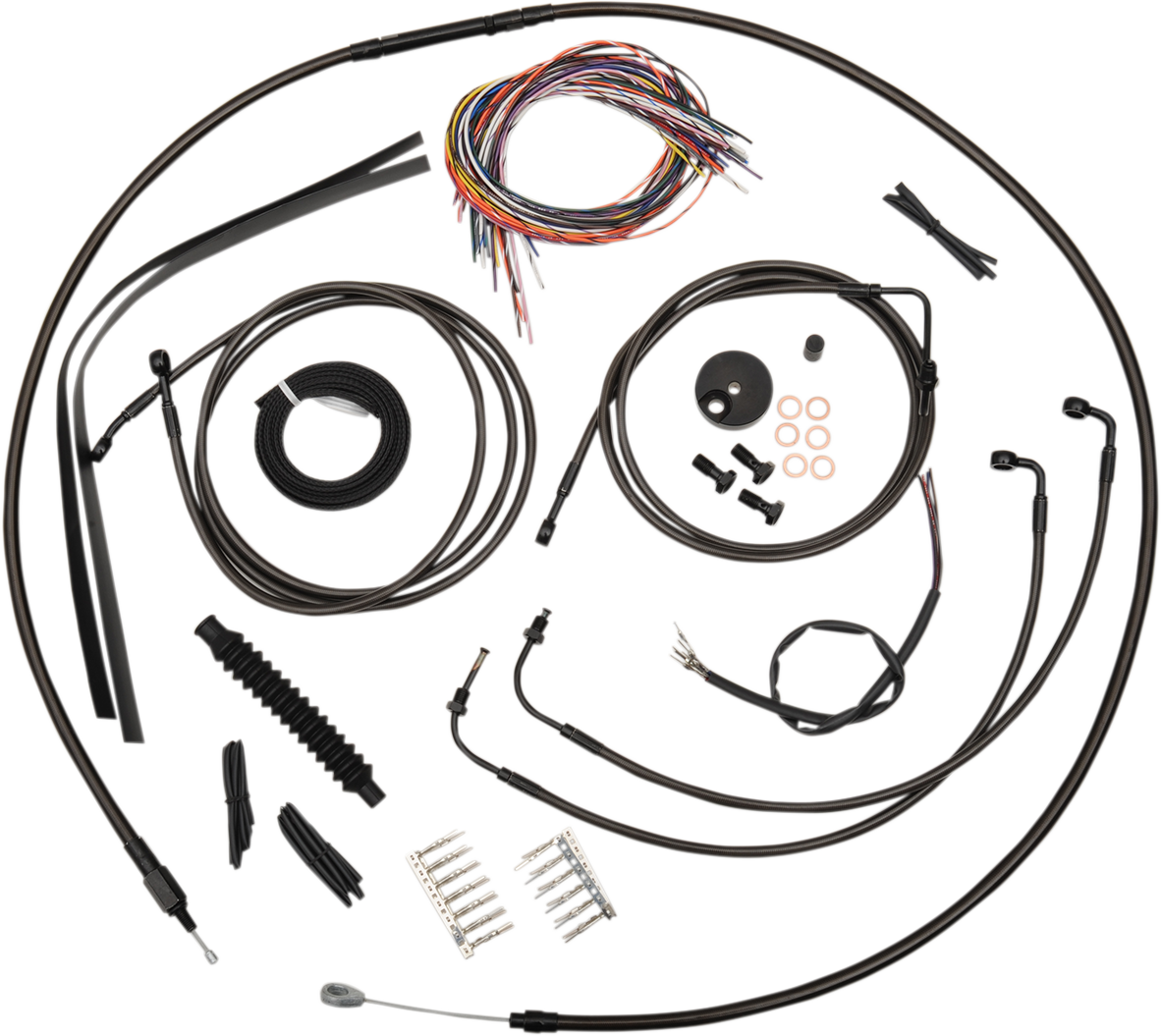 LA CHOPPERS Complete Midnight Braided Cable Kit - 15"-17" Handlebars - ABS - '08-'13 Touring/Trike LA-8051KT2-16M