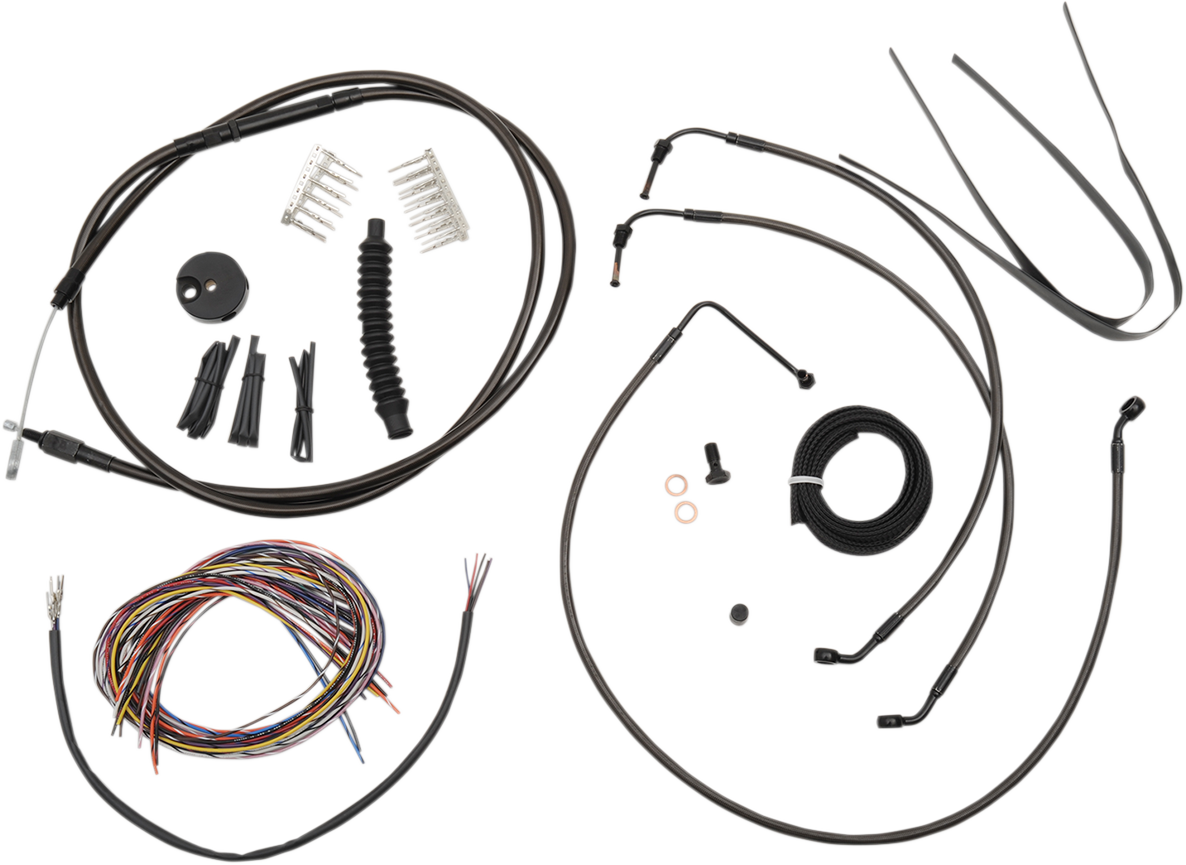 LA CHOPPERS Complete Midnight Braided Cable Kit - 18"-20" Handlebars - ABS - '14-'15 FLH LA-8052KT2-19M