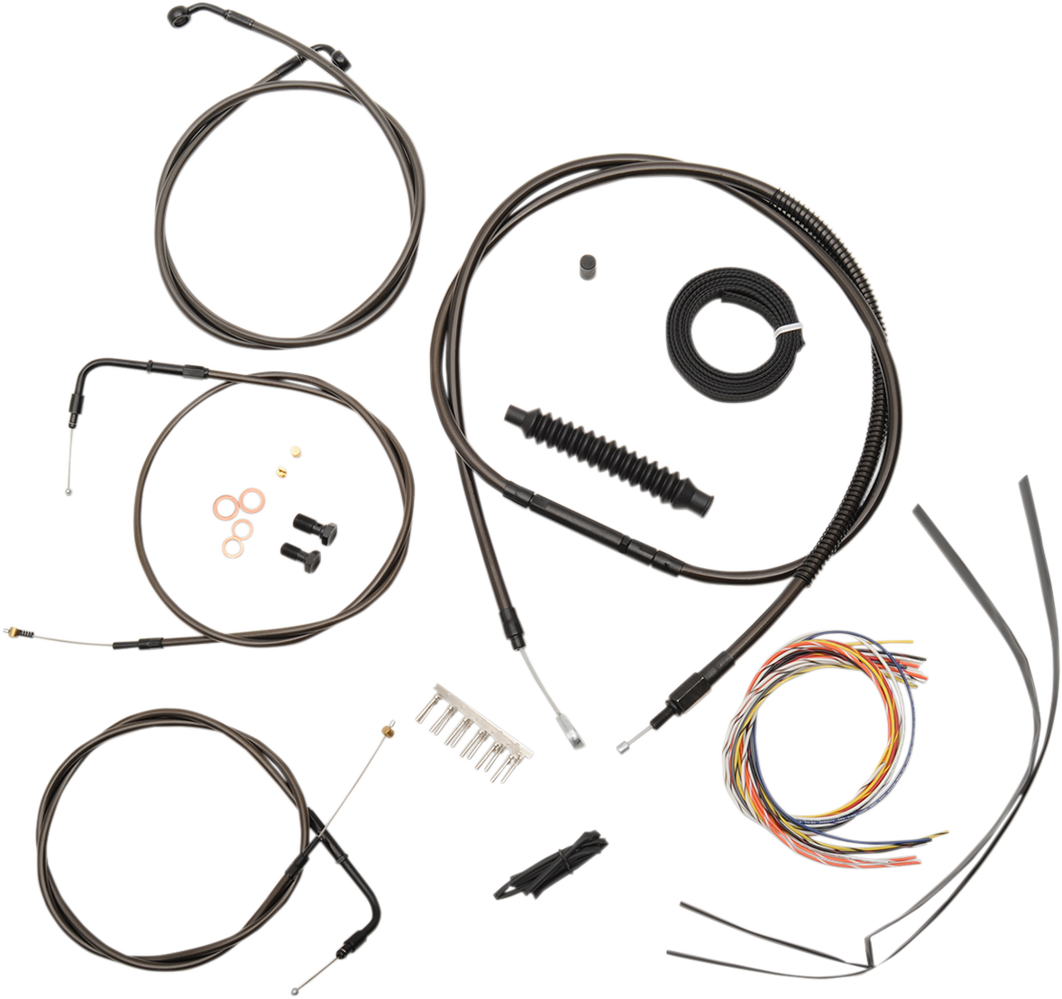 LA CHOPPERS Complete Midnight Braided Cable Kit - 18"-20" Handlebars - '96-'06 Softail LA-8100KT2-19M