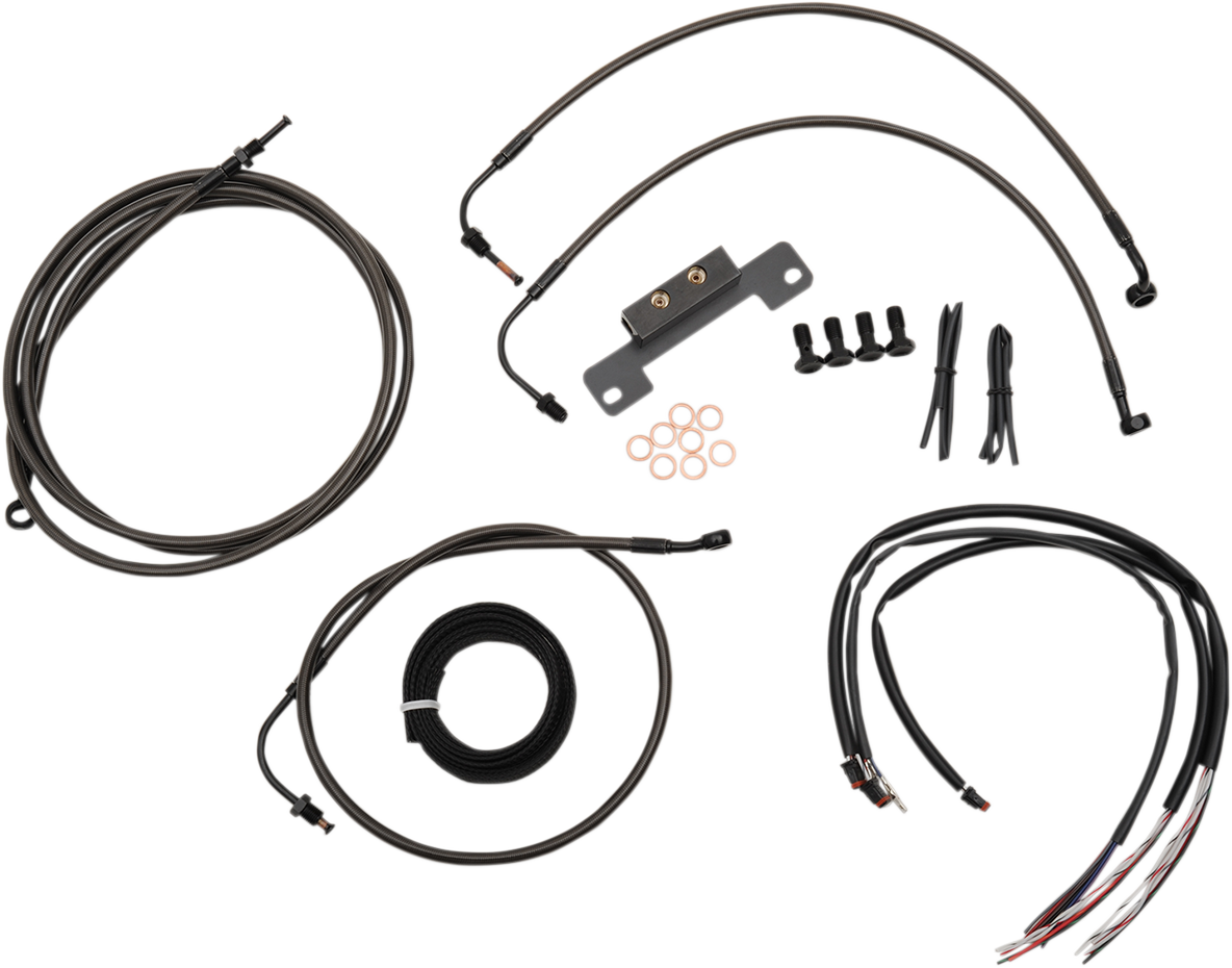 LA CHOPPERS Complete Midnight Braided Cable Kit - 12"-14" Handlebars - '14-'15 FLHX LA-8012KT2-13M