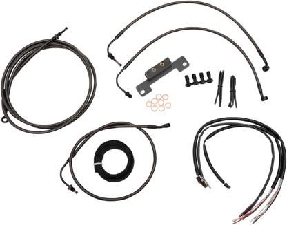 LA CHOPPERS Complete Midnight Braided Cable Kit - 15"-17" Handlebars - '14-'15 FLHX LA-8012KT2-16M