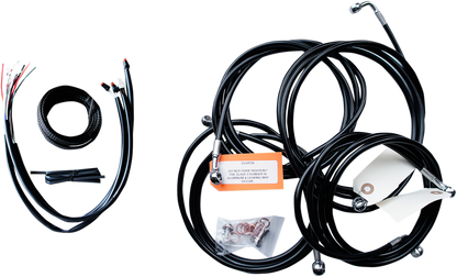 LA CHOPPERS Complete Black Vinyl Braided Handlebar Cable/Brake Line Kit - 12"-14" Handlebars - '16 FLH LA-8053KT2-13B