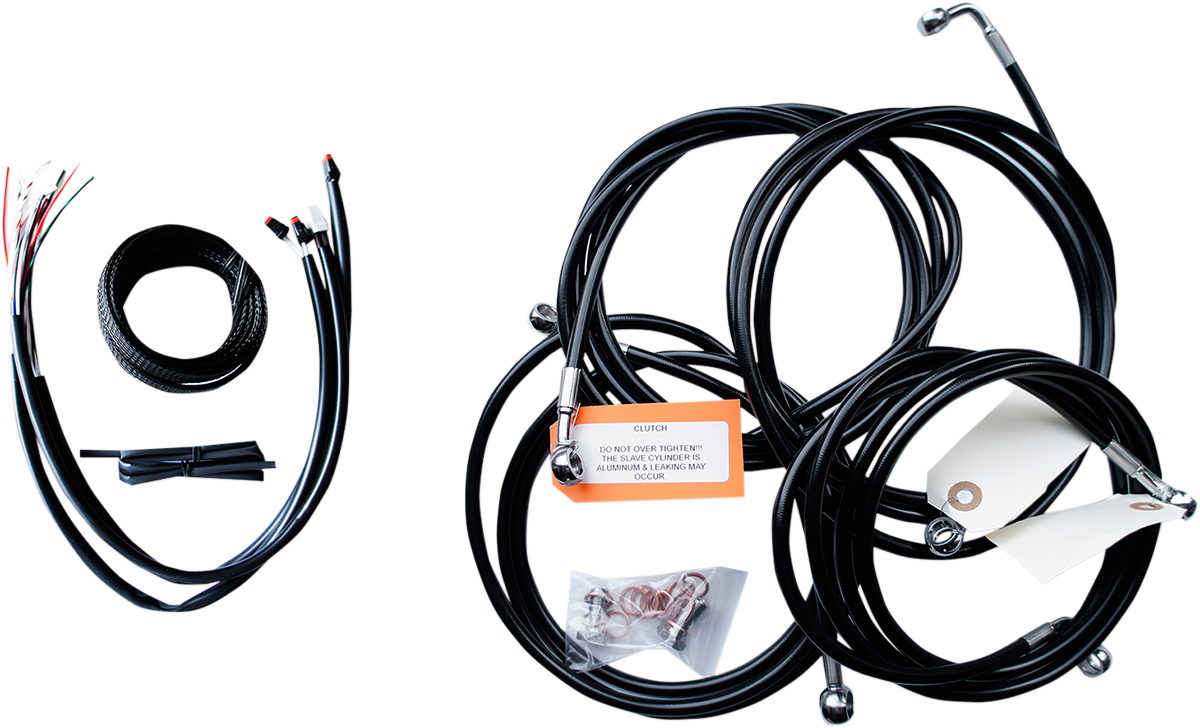 LA CHOPPERS Complete Black Vinyl Braided Handlebar Cable/Brake Line Kit - 18"-20" Handlebars - '16 FLH LA-8053KT2-19B