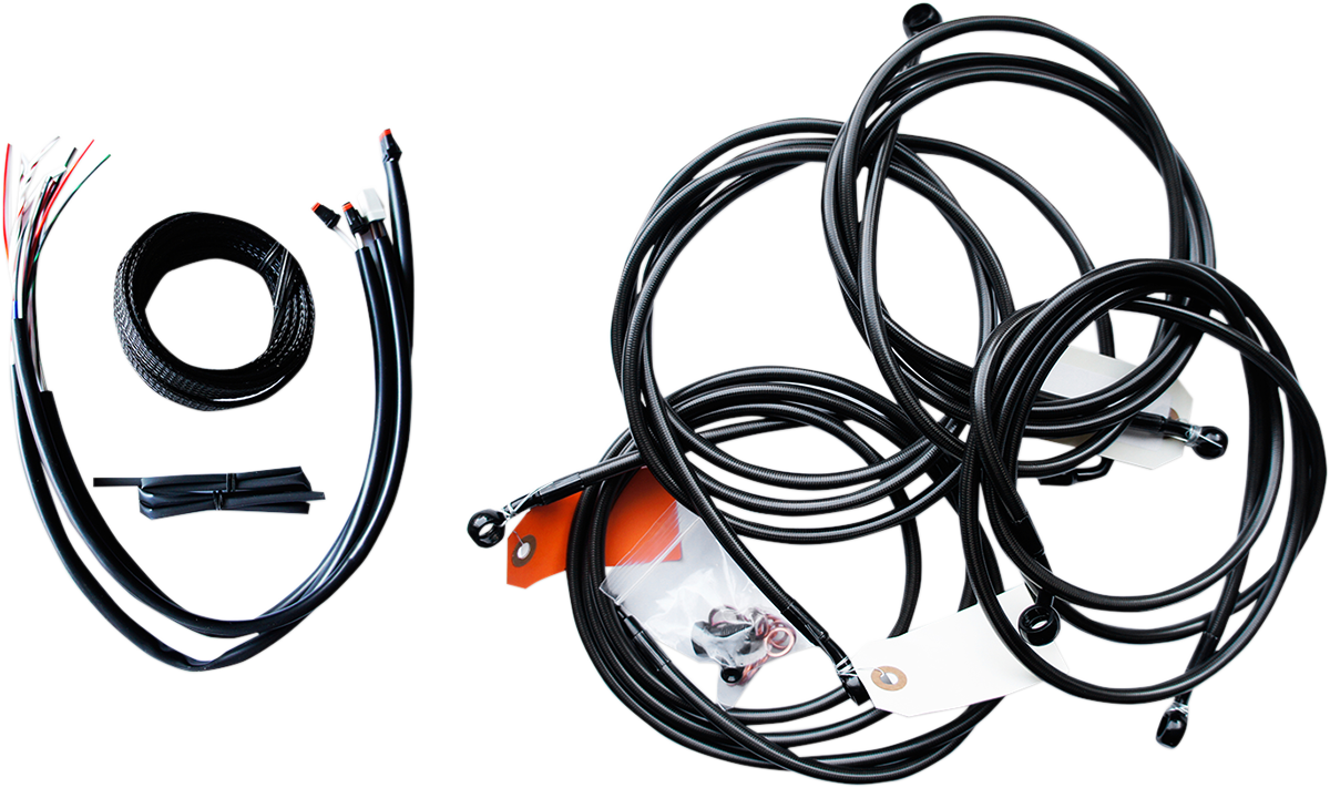 LA CHOPPERS Complete Midnight Braided Cable Kit - 18"-20" Handlebars - ABS - '16 FLH LA-8053KT2-19M